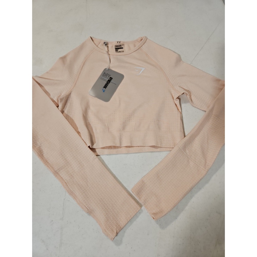 Gymshark Vital Seamless Long Sleeve Crop Womens Small Blush Nude Mari NWT (1936